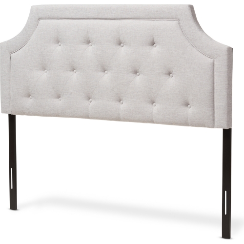 Mars Queen Headboard in Tufted Gray Beige Fabric